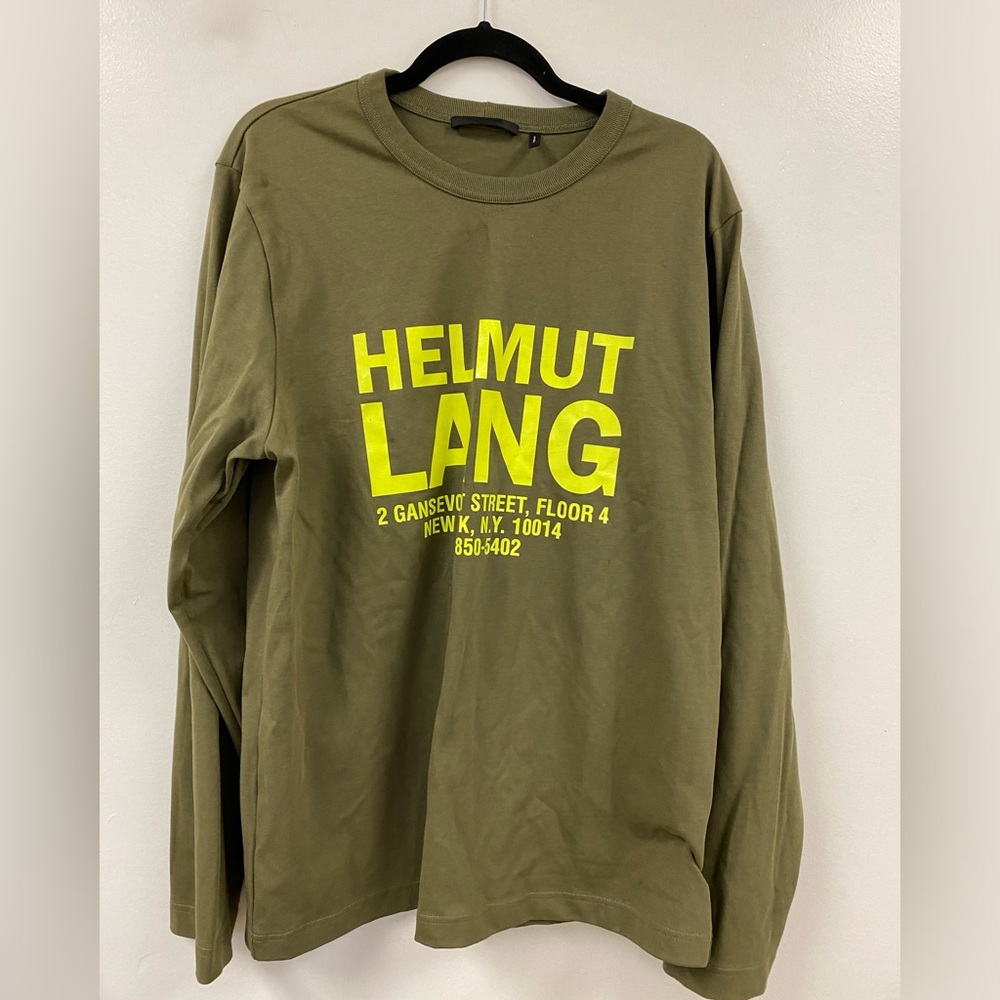 NWOT Helmut Lang Olive & Lime Green Long-sleeve Shirt Size Large